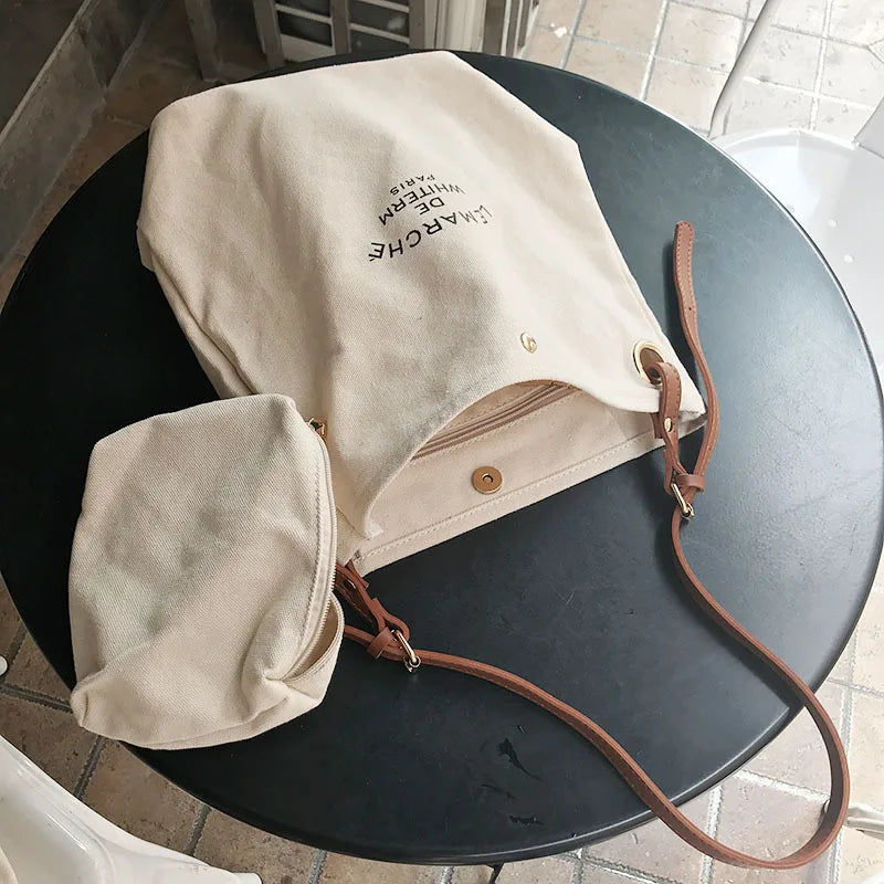 Canvas Shoulder Bag Large Capacity Casual Messenger Bag