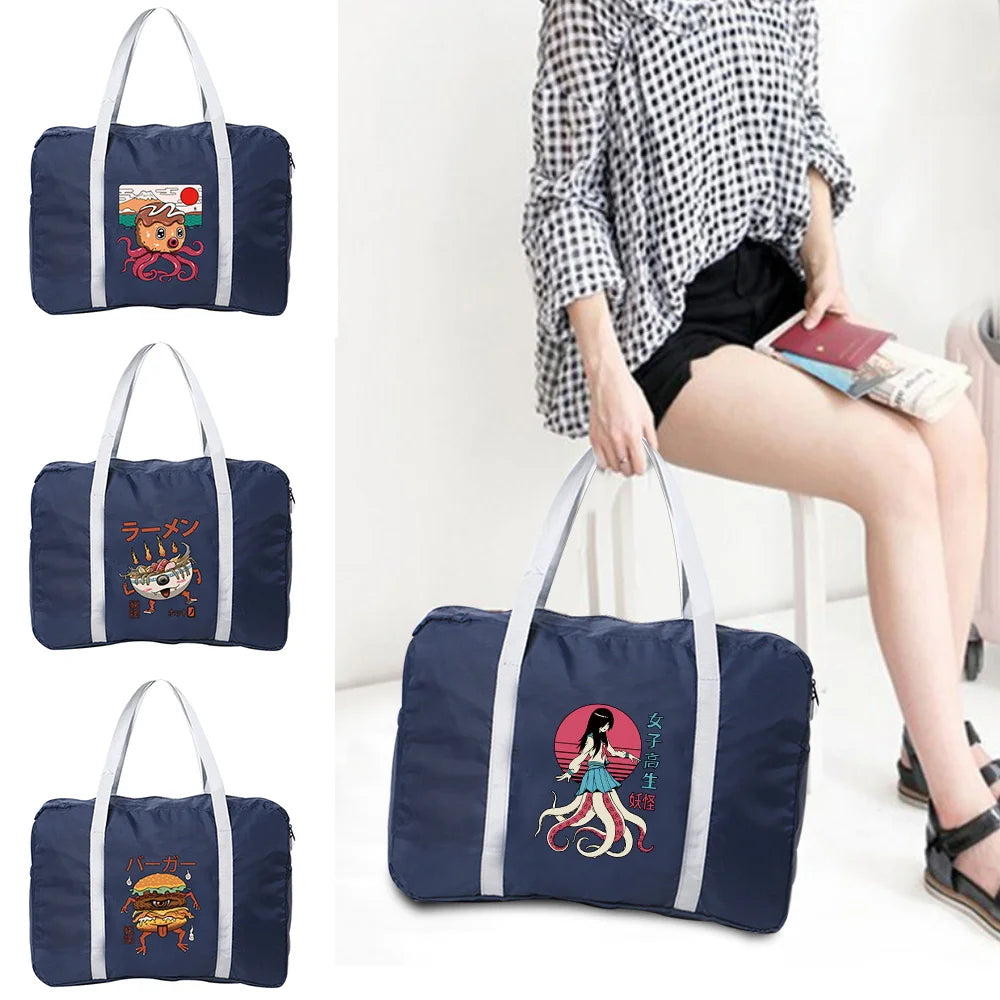 Foldable Large Duffle Bag Monster Print Travel Handbag