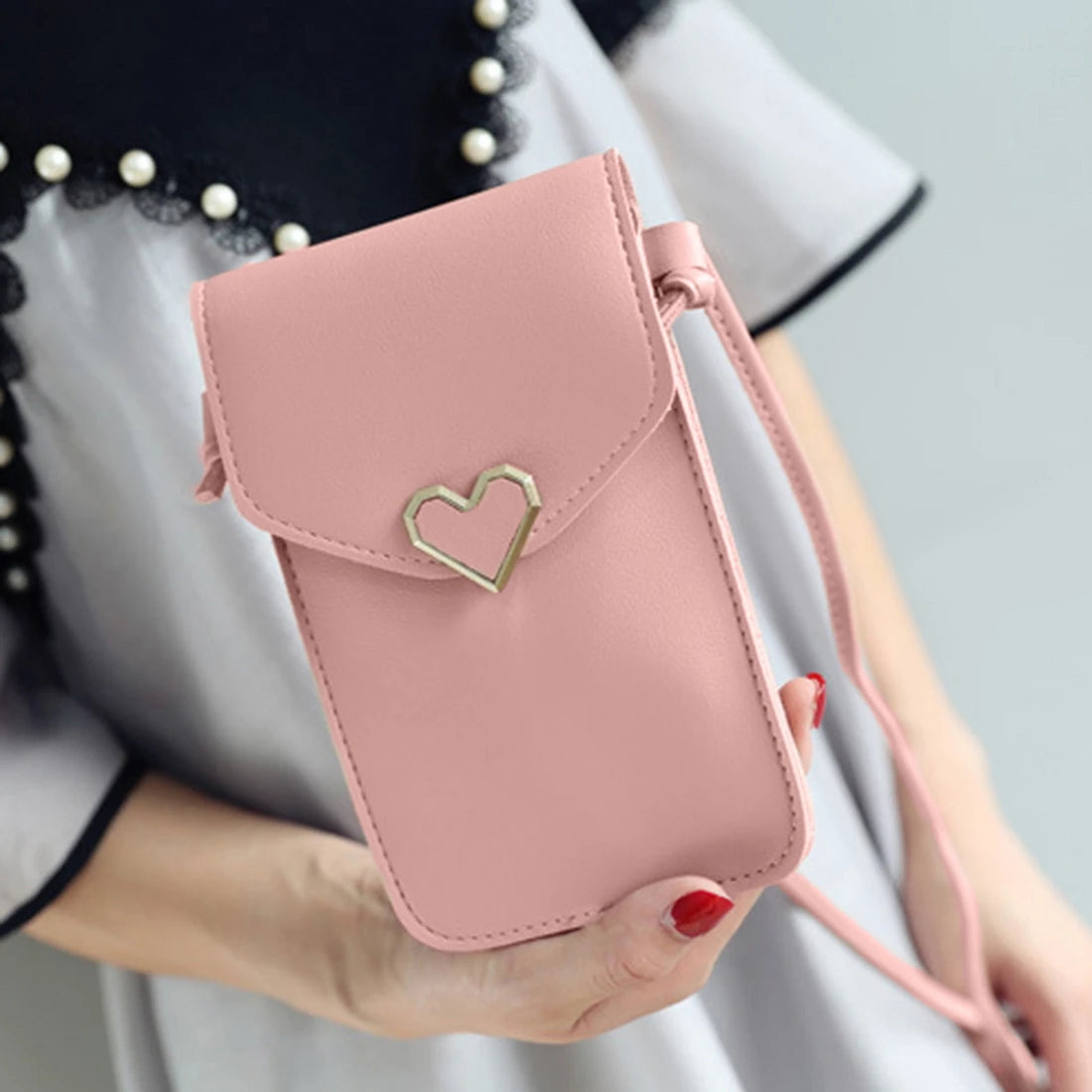 Touch Screen Cell Phone Purse Transparent Bag Hasp Cross Wallets