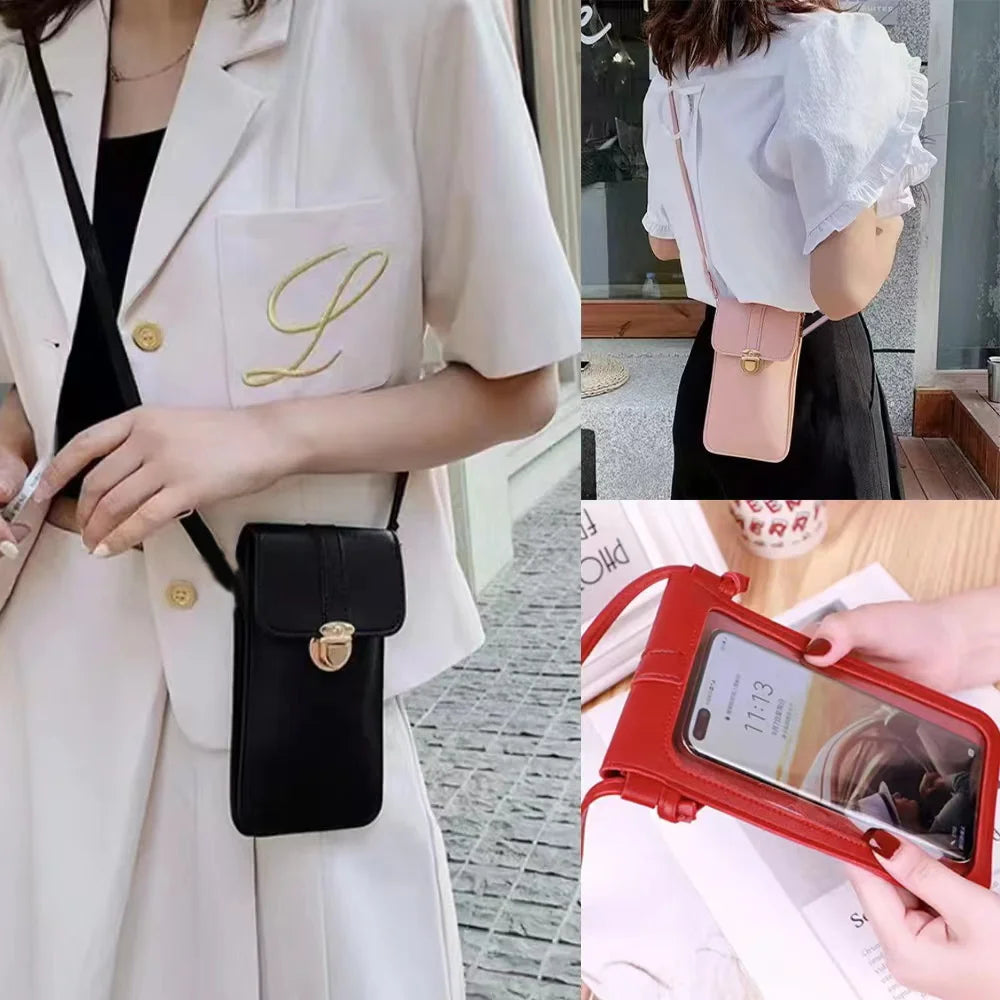 Universal Touch Screen Mobile Phone Bag Pew Print Women Purse