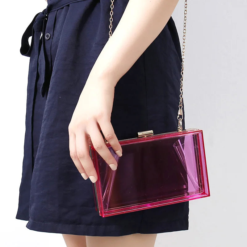 Acrylic Jelly Crossbody Bag for Women Clear Clutch Wedding Purse