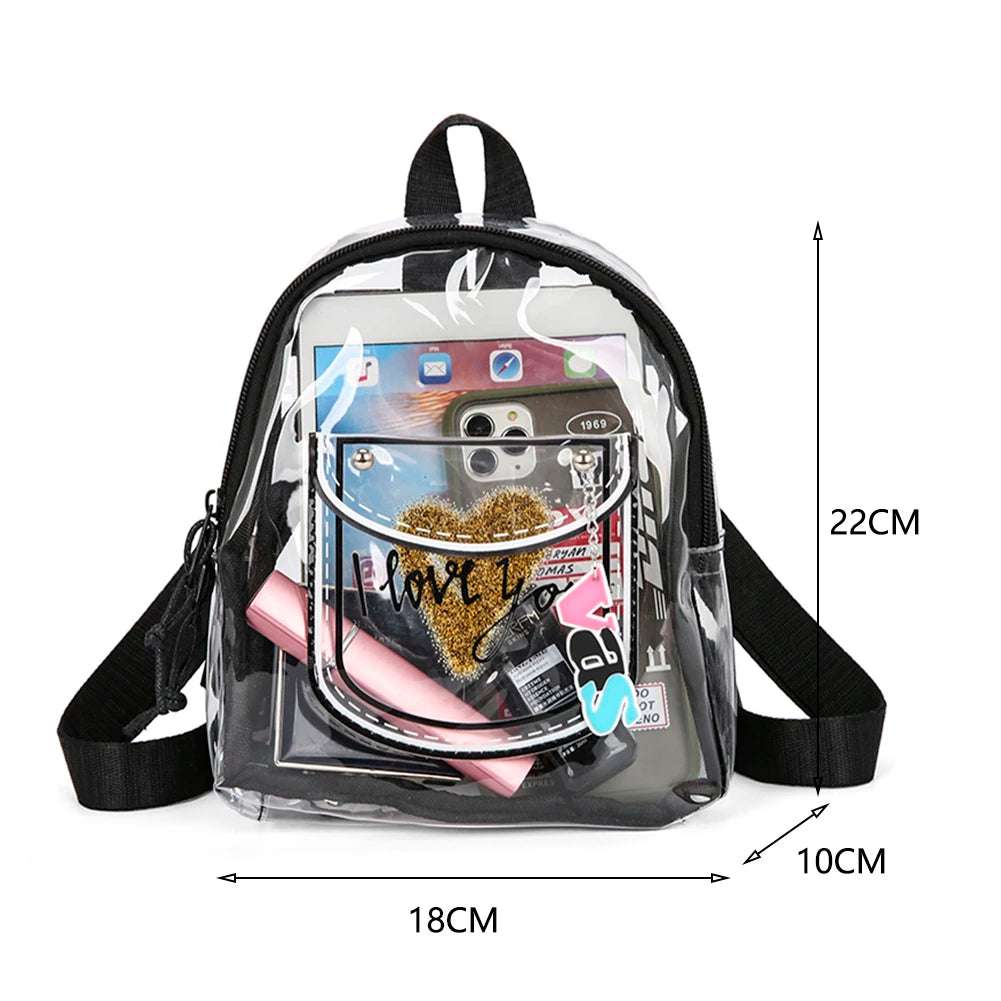 Transparent Waterproof Letter Love PVC Schoolbag for Women