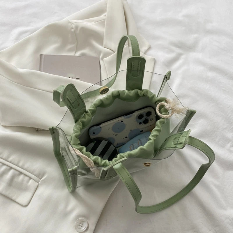 Transparent PVC Handbag Women Bucket Crossbody High Quality
