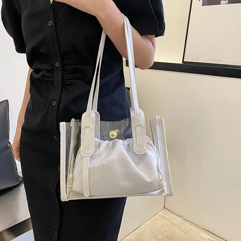Transparent PVC Handbag Women Bucket Crossbody High Quality