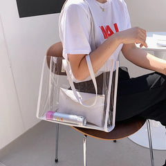 Transparent PVC Crossbody Handbag Set - High Quality Bucket Bag for Women