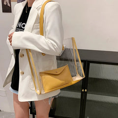Transparent PVC Crossbody Handbag Set - High Quality Bucket Bag for Women