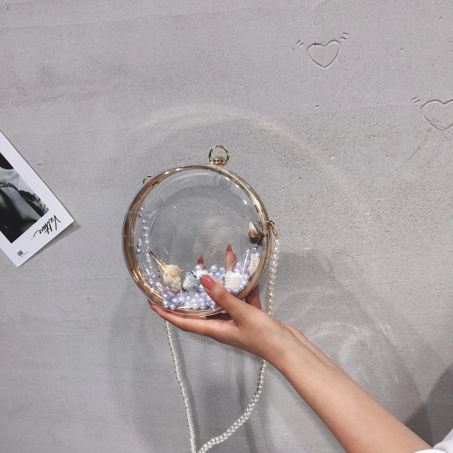 Clear PVC Small Round Bag Mini Women Handbags Chain Shoulder Messenger Bag