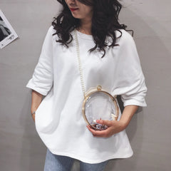 Clear PVC Small Round Bag Mini Women Handbags Chain Shoulder Messenger Bag
