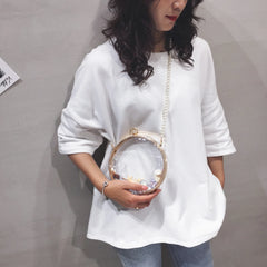 Clear PVC Small Round Bag Mini Women Handbags Chain Shoulder Messenger Bag