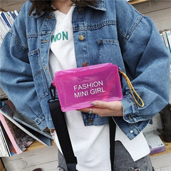 Transparent Laser Crossbody Bag Candy Letter Mini Messenger PVC Jelly Tote Bag
