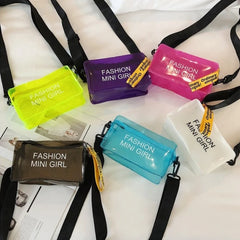Transparent Laser Crossbody Bag Candy Letter Mini Messenger PVC Jelly Tote Bag
