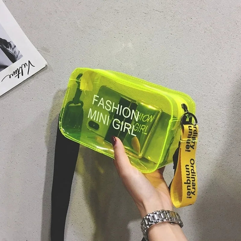 Transparent Laser Crossbody Bag Candy Letter Mini Messenger PVC Jelly Tote Bag
