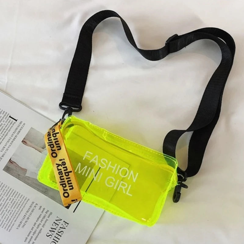Transparent Laser Crossbody Bag Candy Letter Mini Messenger PVC Jelly Tote Bag