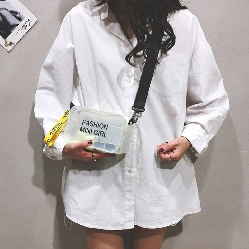 Transparent Laser Crossbody Bag Candy Letter Mini Messenger PVC Jelly Tote Bag