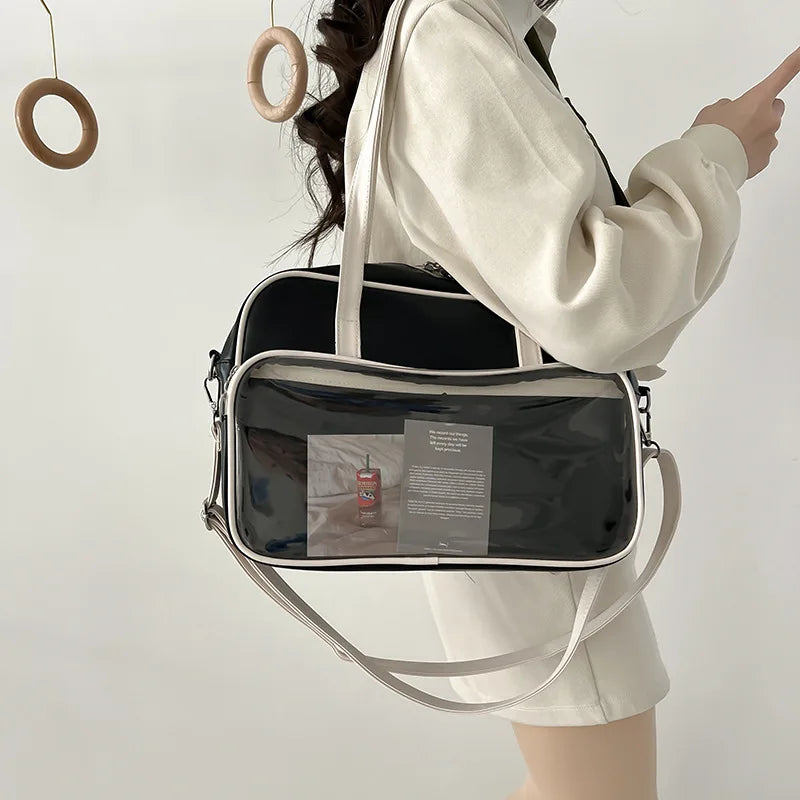 Transparent Tote bag Soft Leather Large Capacity Handbag
