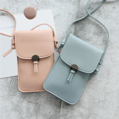 Retro Transparent Touch Screen Mobile Phone Bag Women PU Chain Messenger Mini Sh