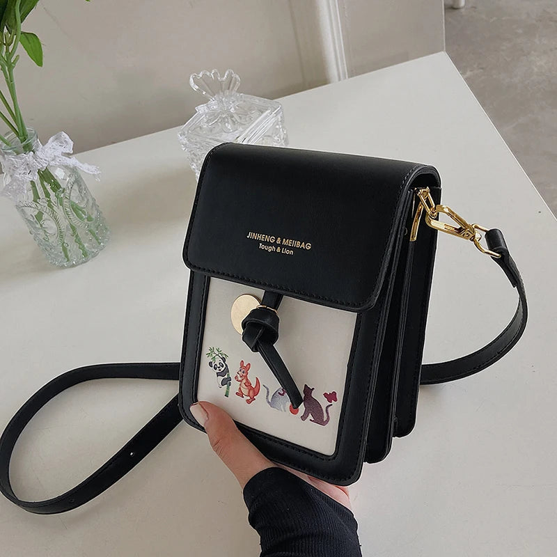 Transparent Touchable Cell Phone Pocket Shoulder Bag for Women Ladies