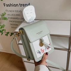Transparent Touchable Cell Phone Pocket Shoulder Bag for Women Ladies