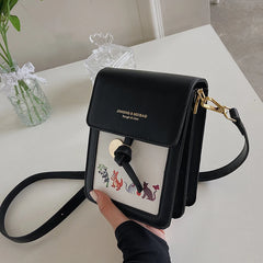 Transparent Touchable Cell Phone Pocket Shoulder Bag for Women Ladies