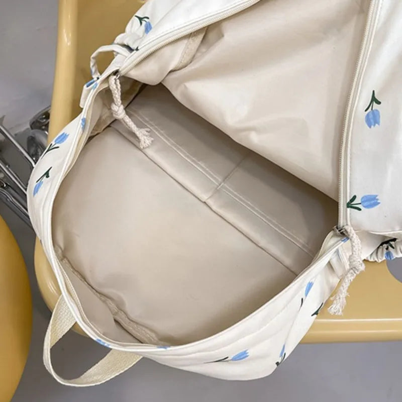 Floral Print Backpack Women Laptop Book Bag