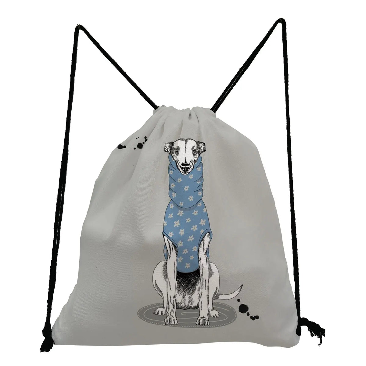 Greyhound Dog Print Drawstring Backpack for Students