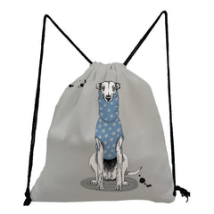 Greyhound Dog Print Drawstring Backpack for Students