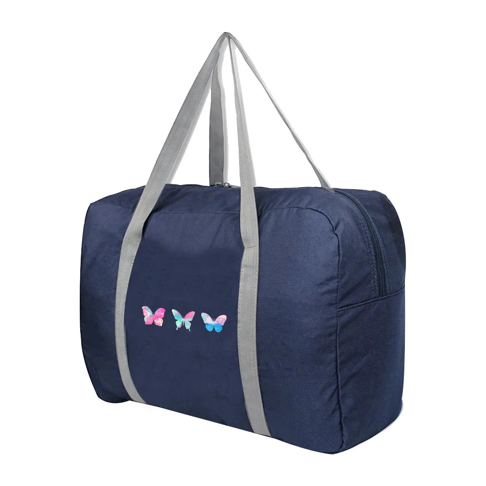 Travel Bag Handbag Women Butterfly Print Zipper Foldable Toiletries Storage