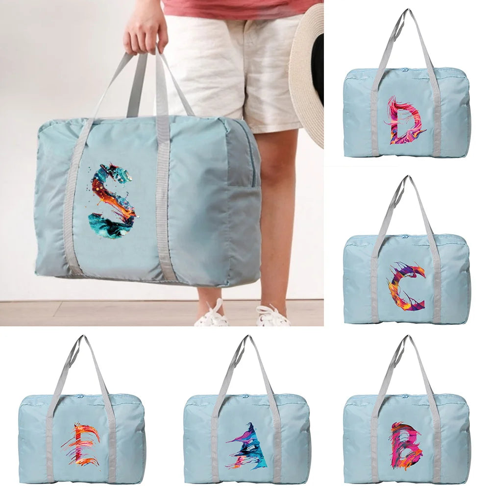 Large Capacity Travel Bag Paint Letter Print Weekender Gym Handbags