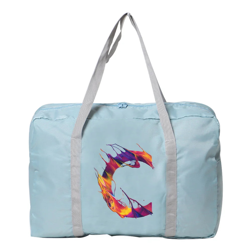 Large Capacity Travel Bag Paint Letter Print Weekender Gym Handbags