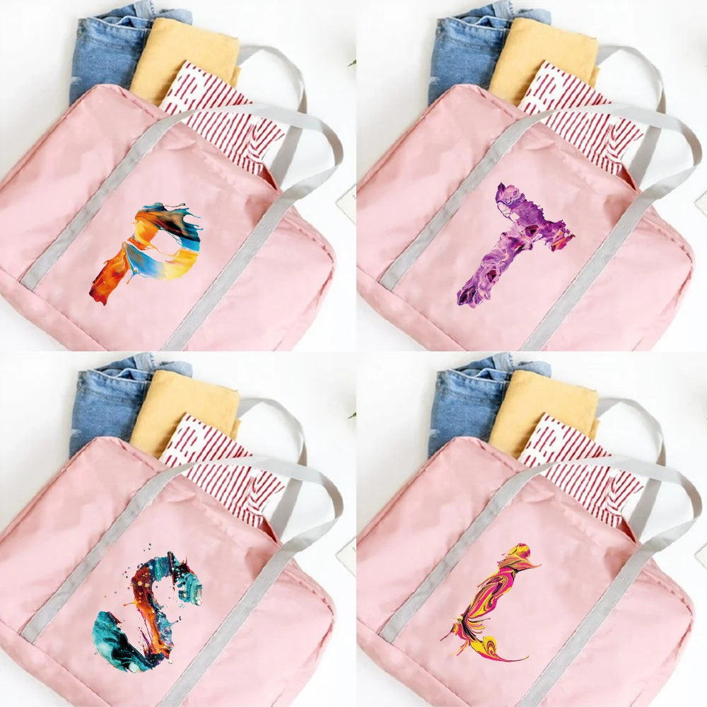 Paint Print Travel Bag Organizer Women Camping Luggage Storage Zipper Handbag
