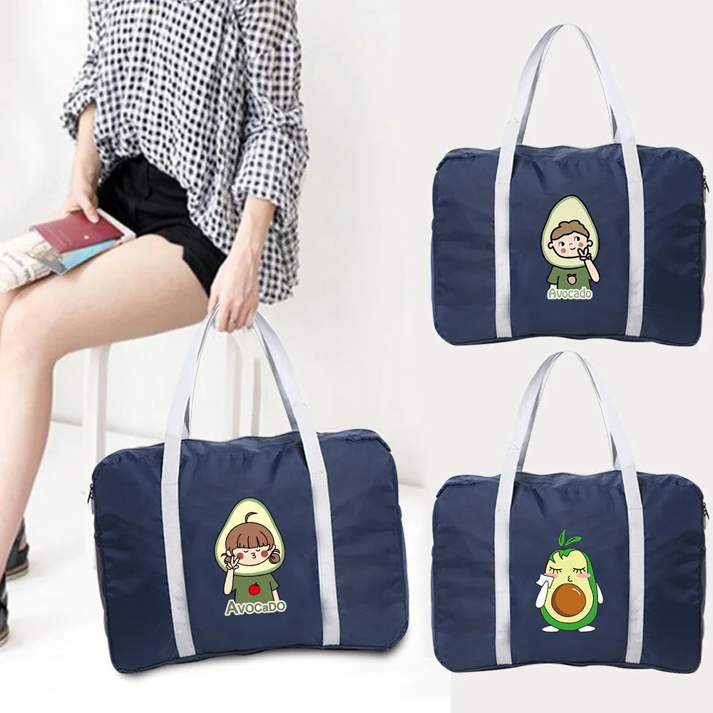 Avocado Printed Duffle Bag, Large Capacity, Foldable, Travel Accessories