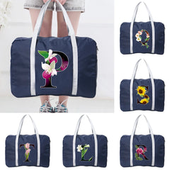 Foldable Unisex Duffle Bag Flower Letter Print