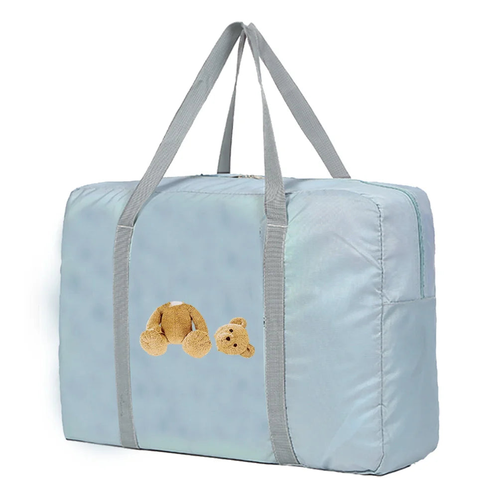 Large Capacity Unisex Bear Pattern Duffle Bag Weekend Organizer
