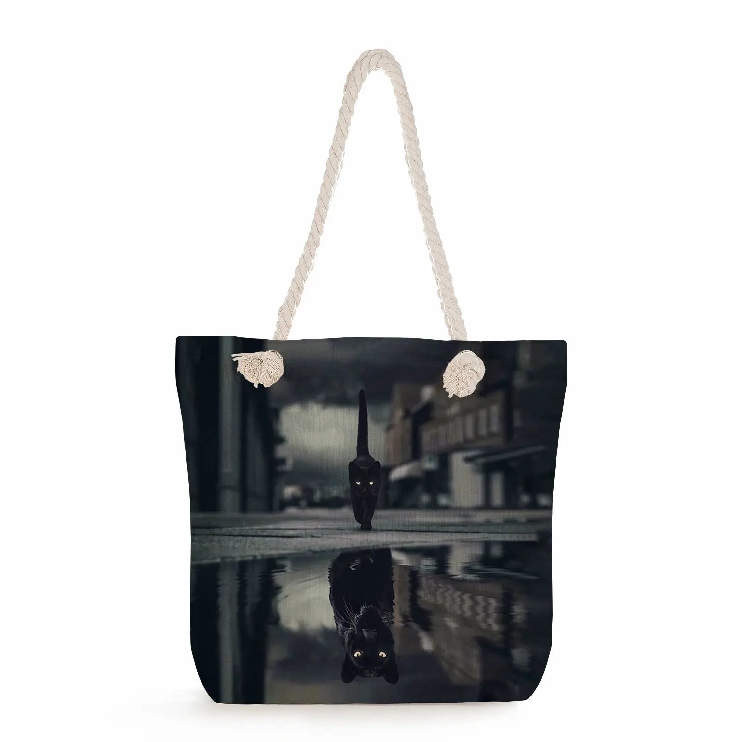 Animal Graphic Shoulder Bag Tote Cat Dog Print Handbag