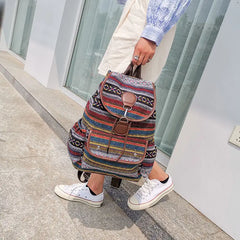 Bohemian Striped Backpack for Women