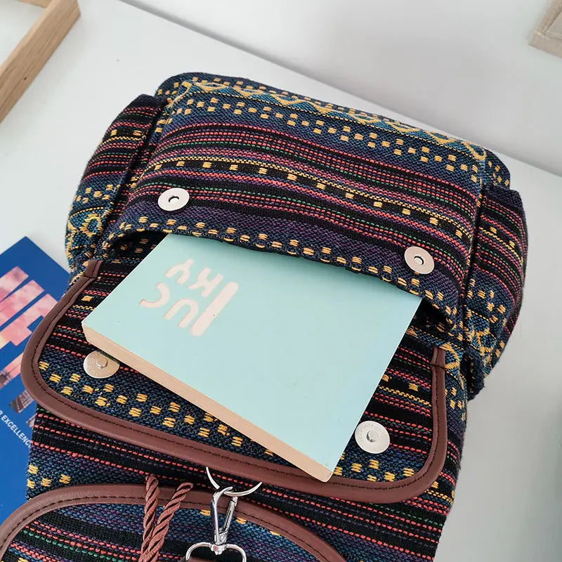 Bohemian Striped Backpack for Women