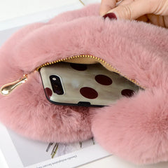 Red Heart Plush Crossbody Shoulder Bag with Chain