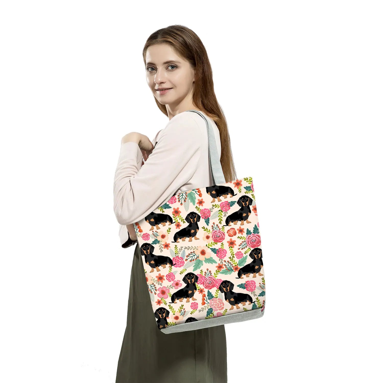 Travel Sausage Dogs Tote Animal Gift Eco Women's Handbags Large Capacity