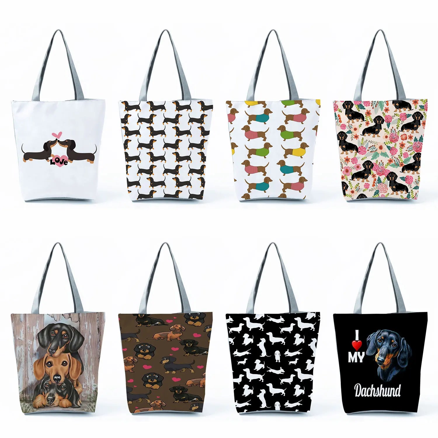 Travel Sausage Dogs Tote Animal Gift Eco Women's Handbags Large Capacity