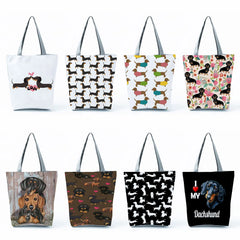 Travel Sausage Dogs Tote Animal Gift Eco Women's Handbags Large Capacity