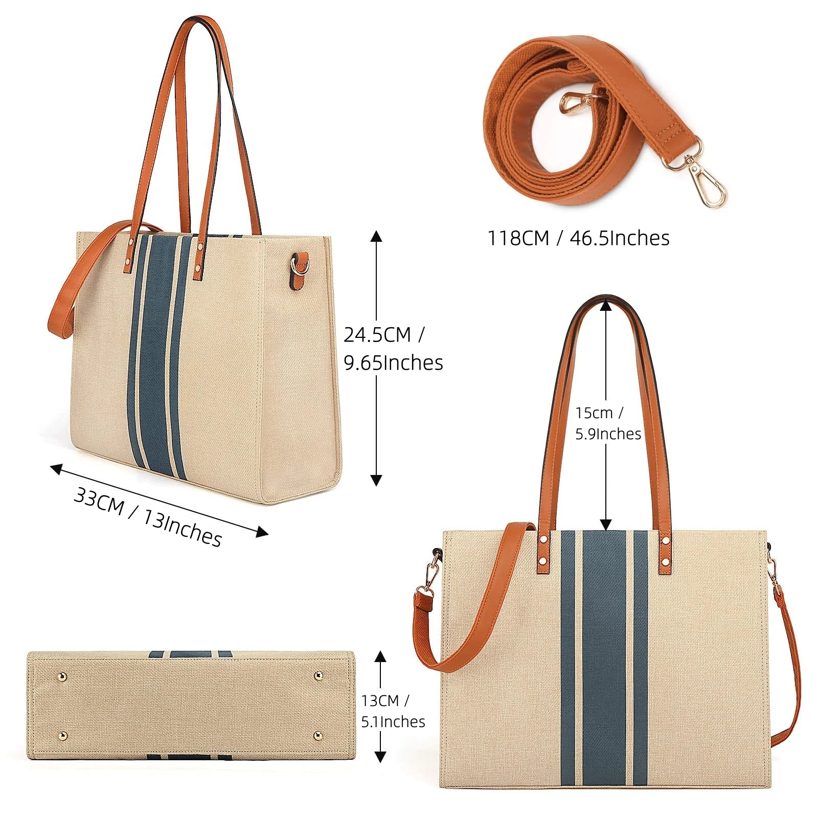 Large Capacity Laptop Tote Bag for Women - Work Shoulder Bag
