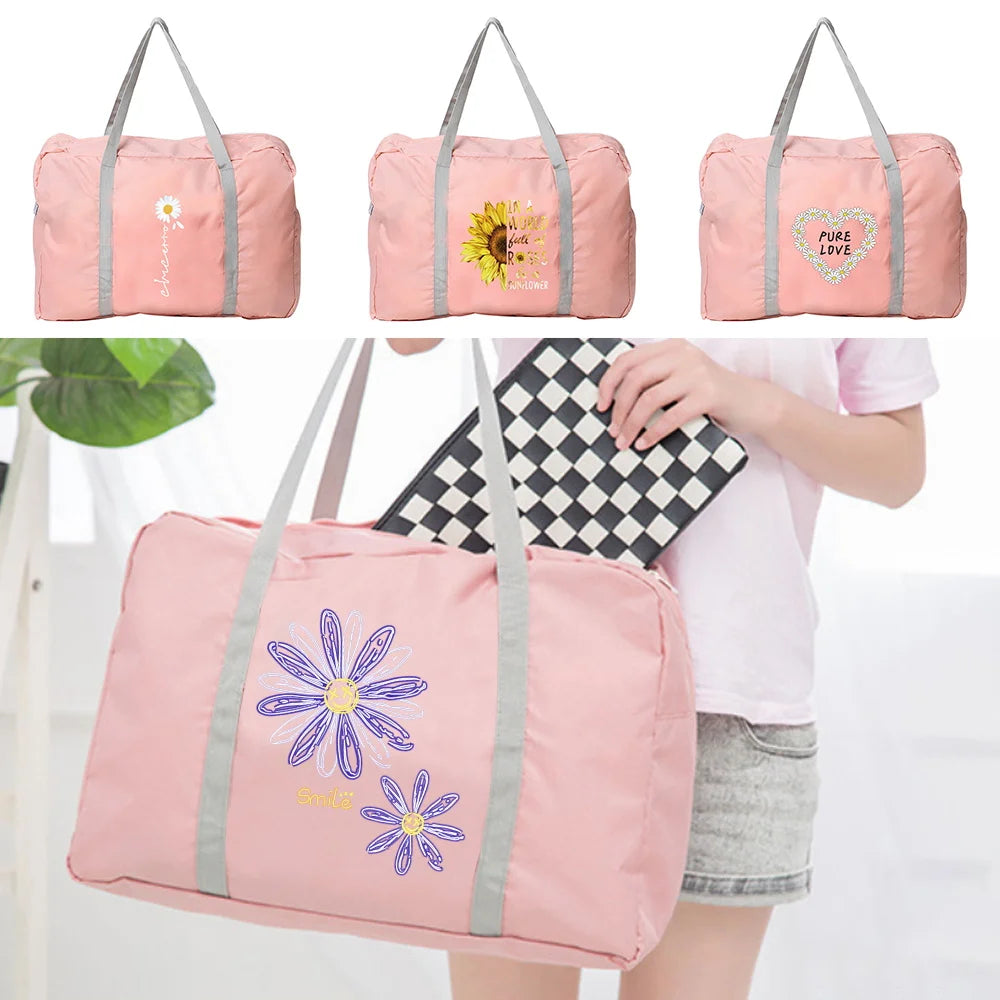 Daisy Print Large Duffle Bag Travel Tote Organizer for Women