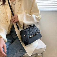 Casual Chain Crossbody Bag PU Leather Shoulder Handbag Messenger Bag