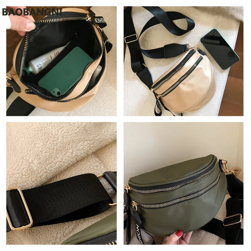 Women Waist Bag Phone Pack Leather Crossbody Chest Bag Fanny Pack