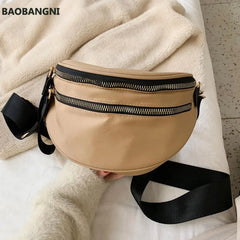 Women Waist Bag Phone Pack Leather Crossbody Chest Bag Fanny Pack