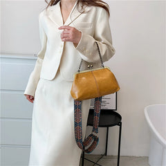 Vintage Clip Handbags Women Shoulder Crossbody Bags Vegan Leather