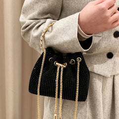 Rhinestone Bucket Bag Crossbody Clutch Evening Purse