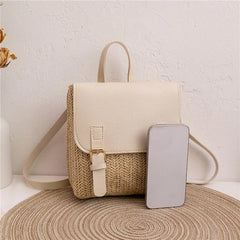 Retro Weave Handbag Women's Niche Bag Small Rattan Woven Backpack