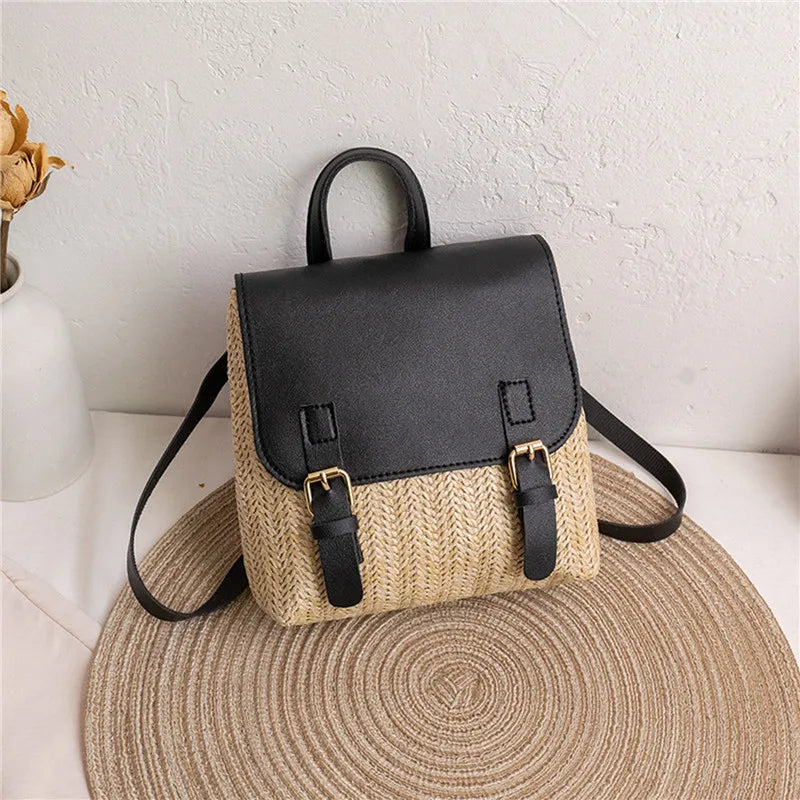 Woven Handbag Mini Retro Style Rattan Backpack