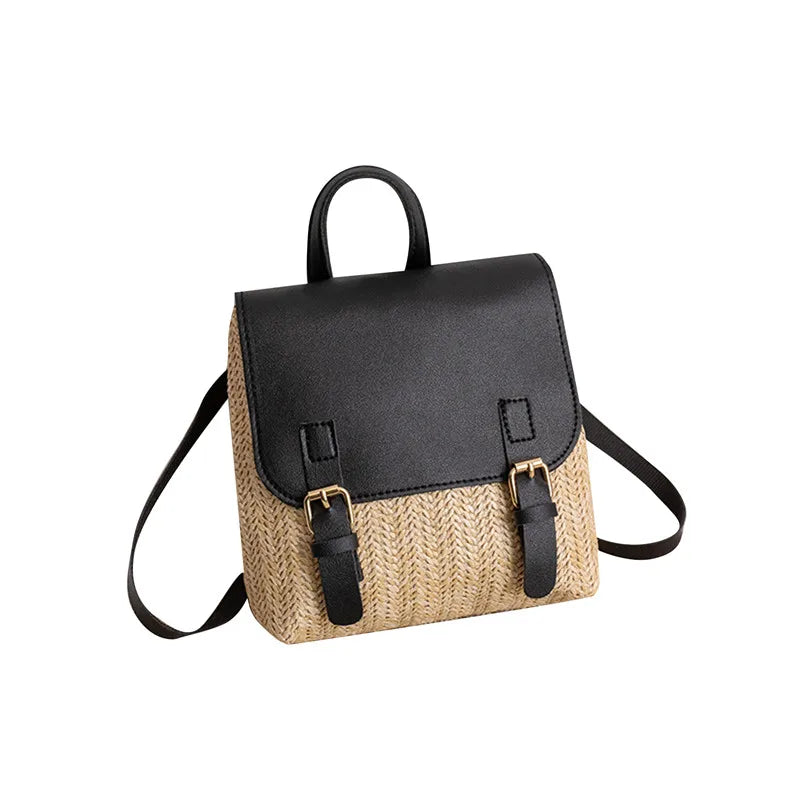 Vintage Weave Handbag Women's Rattan Woven Backpack